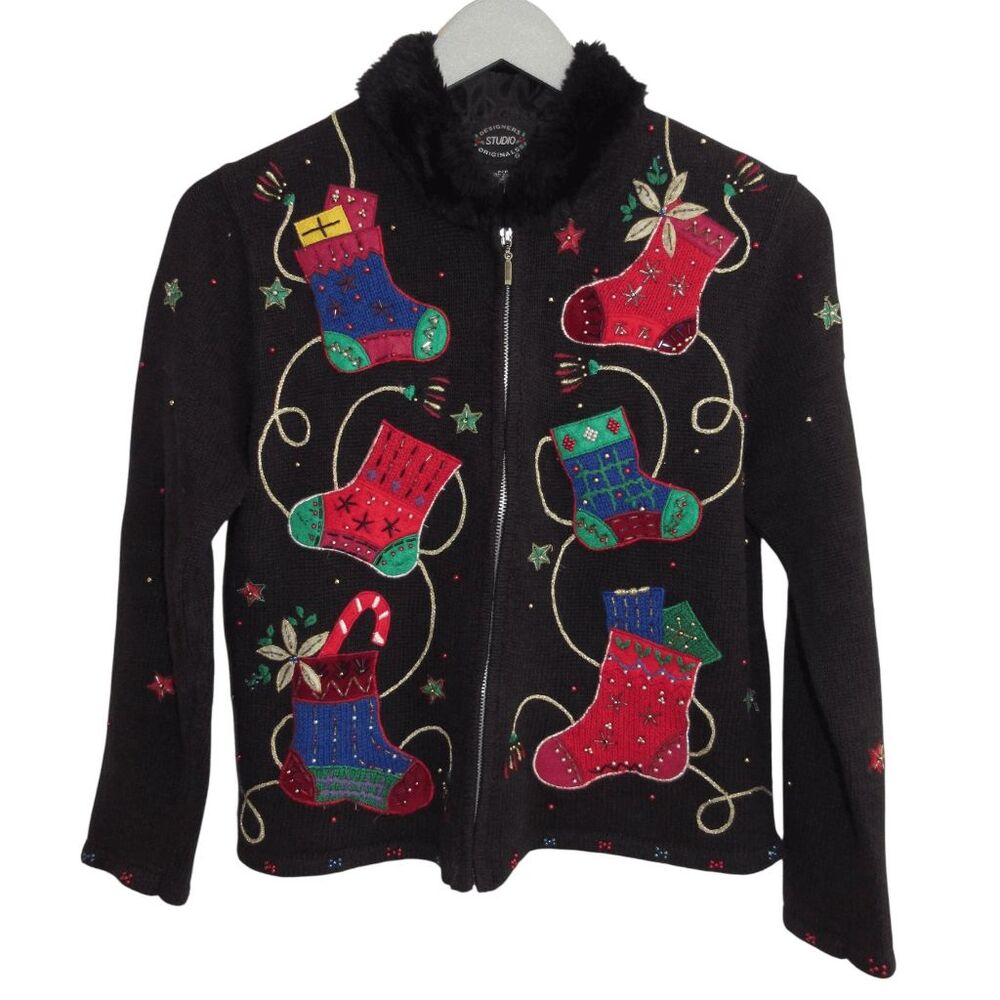 Vintage Holiday Ugly Christmas‎ Party Sweater PP Petite Designers Originals